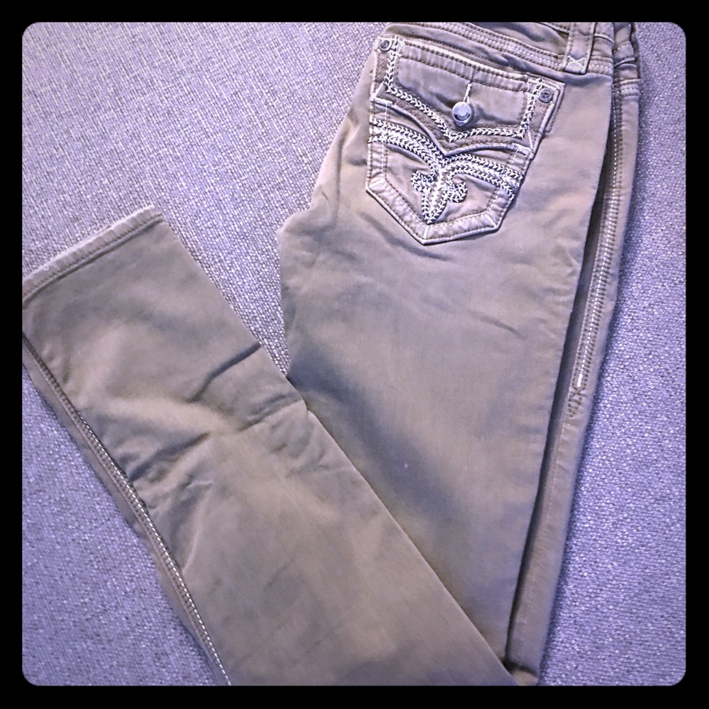 Olive green Rock Revival jeans
